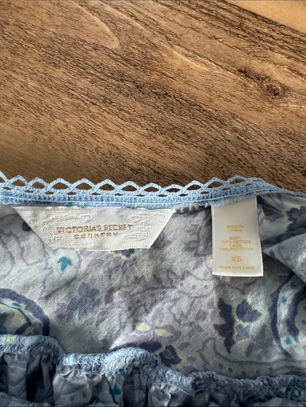 Victoria's Secret Light Blue Paisley Smocked Camisole - Picture 2 of 3
